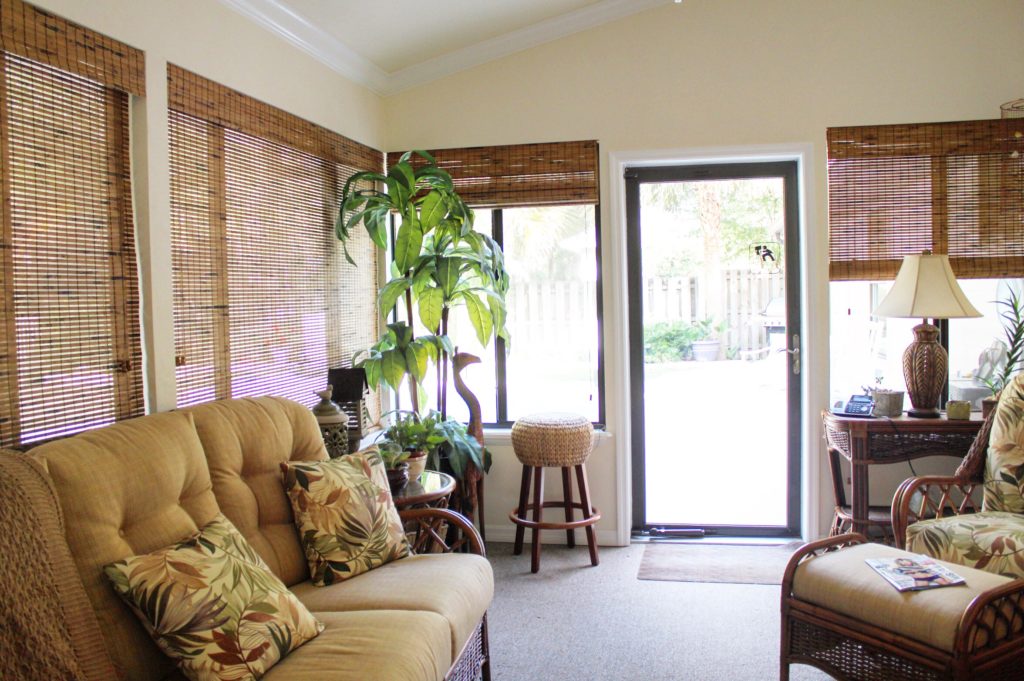 Backyard porch renovation with upgraded outdoor living area.