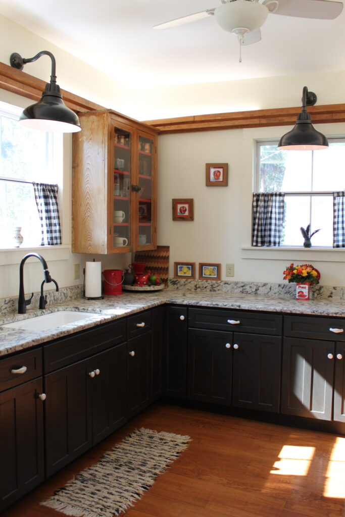 Kitchen remodel featuring upgraded countertops and cabinetry.