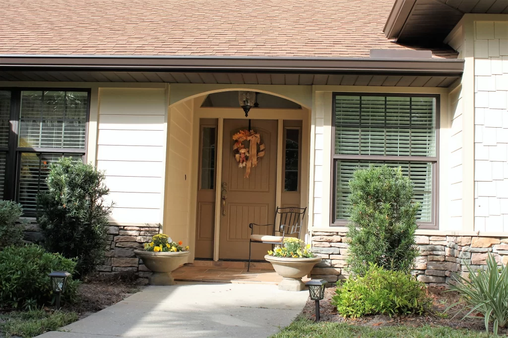 Front porch and entryway renovation on residential home.