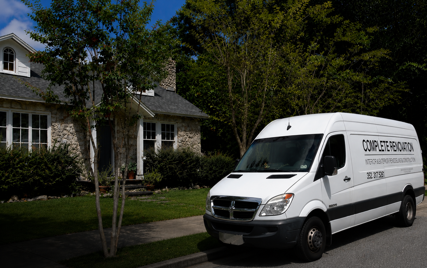 Complete Renovation branded service van ready for a project in Gainesville, Florida