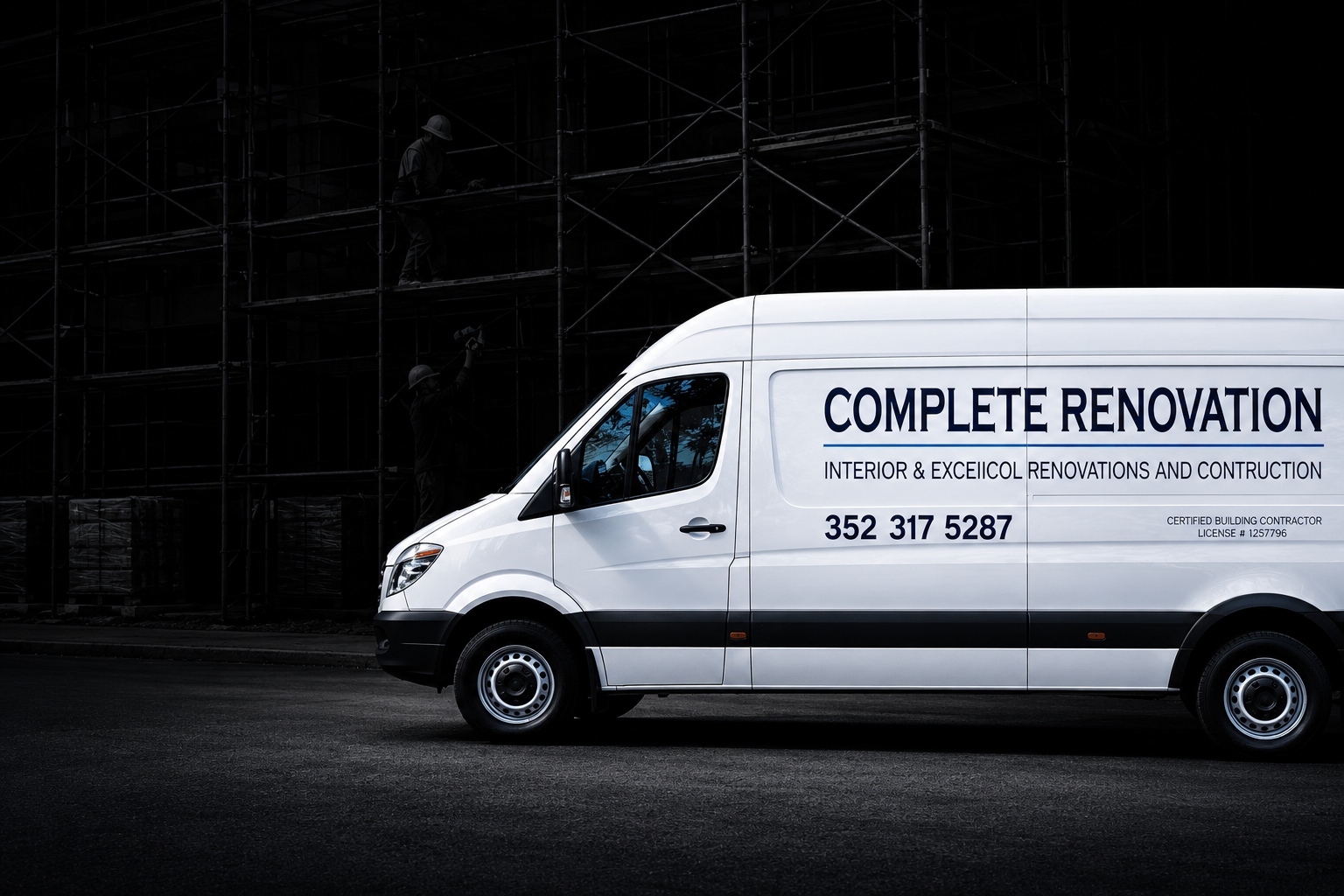 Complete Renovation branded service van ready for a project in Gainesville, Florida